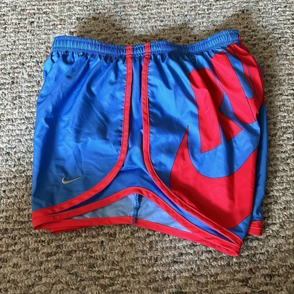 Nike Tempo Running Shorts Graphic Logo Blue Red Pink- Size Small